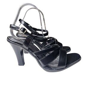 Borghetti Genuine Leather Black Strappy High Heeled Sandals Women's 10